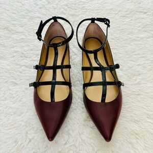 Michael Kors Burgundy/Black Leather Flat Shoes size 7.5 M